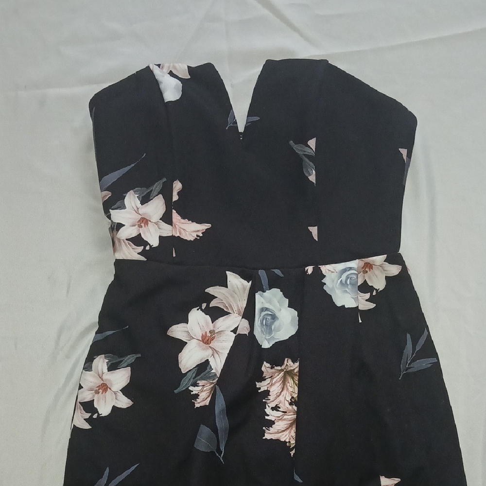 Black and Pink Strapless Sheath Dress Sweetheart Neckline